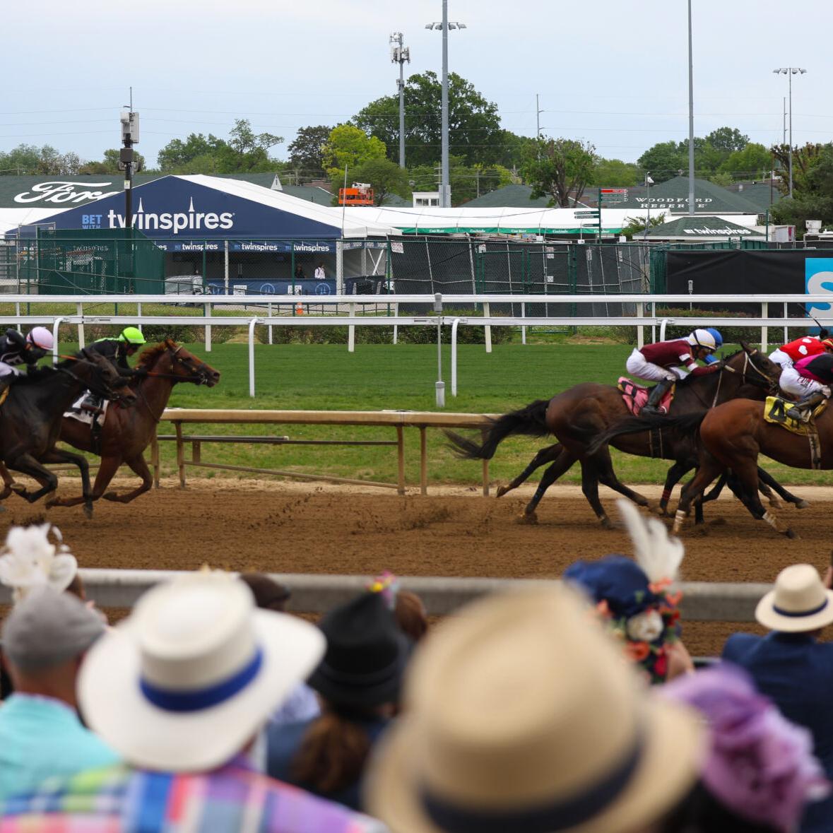 Horses move past crowd on Thurby -  May 1.JPG